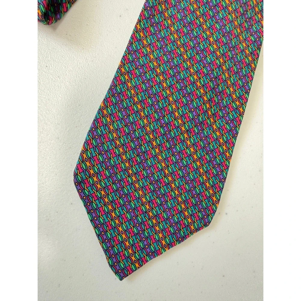 Missoni Cravatte VTG Silk Tie Mens Geometric Abstract Multicolor Italy